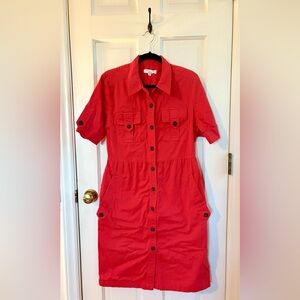 Derek Lam Red Button-Up Shirt Dress